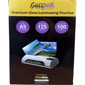 Gusspak A5 Laminating Pouches 154mm x 216mm 125 Micron Premium Gloss Pack Of 100