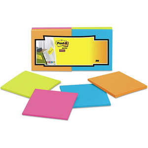 POST-IT F33012SSAU SUPER STICKY FULL ADHESIVE NOTES 76 X 76MM ULTRA COLOUR PACK 12