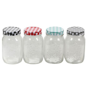 Glass Preserve Jar With Printd Lid 500ml (14cm) Assorted