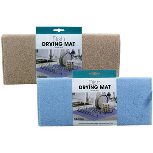 Microfibre Dish Dry Mat 50 x 38cm (Assorted Colours) Fast Drying, Absorbent & Ideal For Glasses & Cups