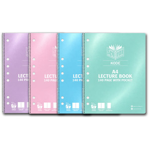 SPIRAX KODE LECTURE BOOK A4 140 Page Pastel Assorted Colours (Each) (Replaces ACO-56958G)