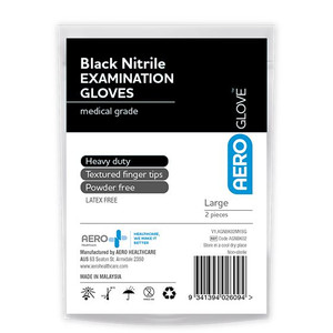 AEROGLOVE Large Black Nitrile Powder-Free Gloves, Pair