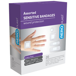 AEROPLAST Sensitive Assorted Dressings, Box of 20