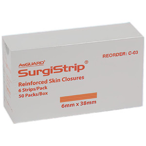 AEROPLAST Wound Closure Strips 6 x 38mm, Box of 300 (Contains 50 pouches, 6 strips per pouch)