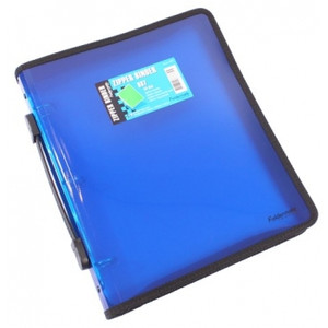 Bantex Translucent Zipper Binder PP A4 3-O Ring 25mm - Blue (20830)