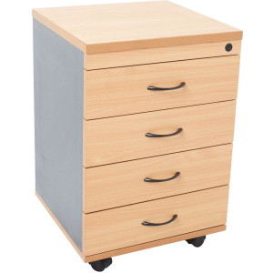 FURNX MOBILE PEDESTAL 4 DRAWER BEECH IRONSTONE