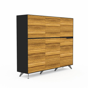NOVARA CABINET W 1825 x D 425 x H 1550mm Zebrano/Black