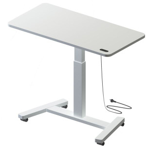 Hot Spot Mobile Sit To Stand Desk White Top, Black Frame