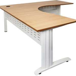 Rapid Span Cockpit Corner Desk 1800Wx1800Wx700mmD Beech Top White Steel Frame