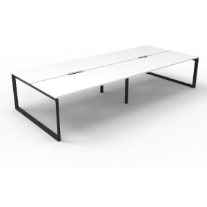 Deluxe Loop Workstation 4 Person No Screen 1500Wx750D White Top Black Double Frame