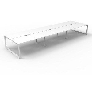 Deluxe Loop Workstation 6 Person No Screen 1500Wx750D White Top White Double Frame