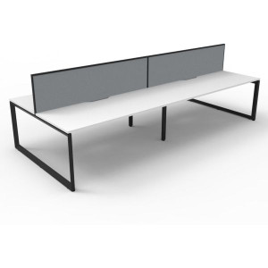 Deluxe Loop Workstation 4 Person With Screen 1200Wx750D White Top Black Double Frame