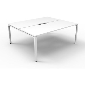 Deluxe Profile Workstation 2 Person No Screen 1800Wx750D White Top White Double Frame
