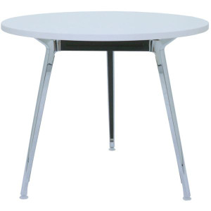 Rapid Air Round Meeting Table 750Hx1200mm Diam White Top Polished Alloy Frame