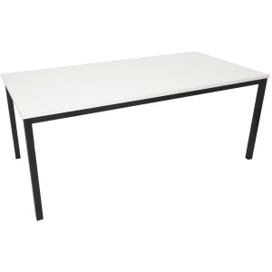 Steel Frame Education Table 1800Wx900mmD with 40mm Black Tube Frame and White Top