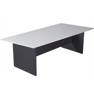 Rapidline Boardroom Table Rectangle 2400Wx1200D Top Natural White and Ironstone