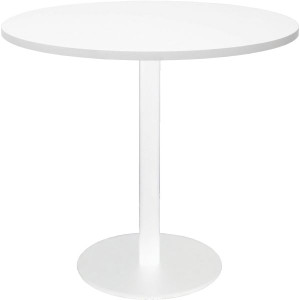 Estilo Round Meeting Table 900mm Diameter Top Natural White with White Powder Coated Base, Each