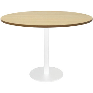 Rapidline Round Meeting Table 1200mm Diam Top Natural Oak White Satin