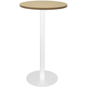 Rapidline Round Dry Bar Table 600mm Diam Top Natural Oak White Satin