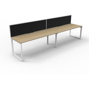 Deluxe Loop Workstation 2 Person With Screen 1500Wx750D Oak Top White Single Frame