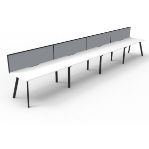 Eternity Workstation 4 Person With Screen 1200Wx750D White Top Black Single Frame