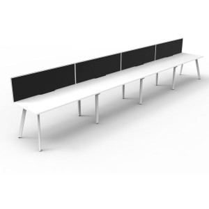Eternity Workstation 4 Person With Screen 1800Wx750D White Top White Single Frame