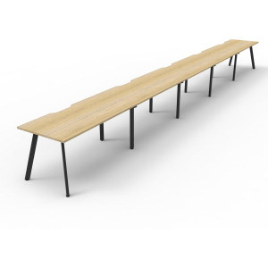 Eternity Workstation 5 Person No Screen 1500Wx750D Oak Top Black Single Frame