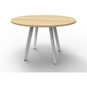 Eternity Round Meeting Table 1200mm Diam Top Oak Top White Base