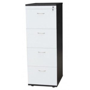 FILING CABINET 4 DRAWER 468(W) X 510(D) X 1320(H) WHITE / CHARCOAL