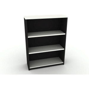 OM Classic Bookcase 1200Hx900Wx320mmD 2 Adjustable Shelf White and Charcoal