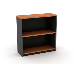 OM Classic Bookcase 900Hx900Wx320mmD 1 Adjustable Shelf Cherry and Charcoal