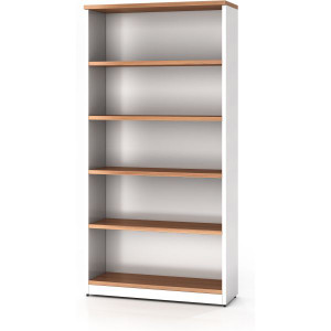 OM Premiere Storage Bookcase 900W x 320D x 1800mmH Virginia Walnut and White