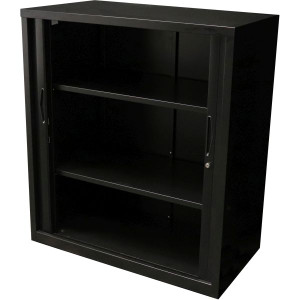 GO TAMBOUR DOOR CUPBOARD Black H1016xW900xD470mm + 2 Shelves Included