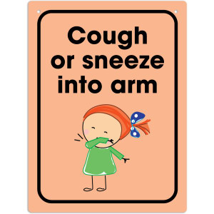 Durus School Sign Cough Sneeze in Arm 225x300mm Wall Mounted Orange