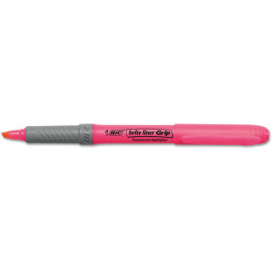 Bic Brite Liner Grip Highlighter Chisel Pink Pack of 12