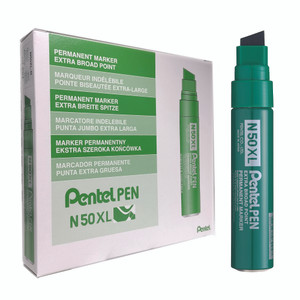 Pentel N50XL Jumbo Permanent Marker Chisel Point 10.0-18.0mm Green, Each (Old Ref: M180)