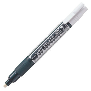 Pentel SMW26 Reversible Nib Liquid Chalk Wet Erase Bullet And Chisel Marker White, Each