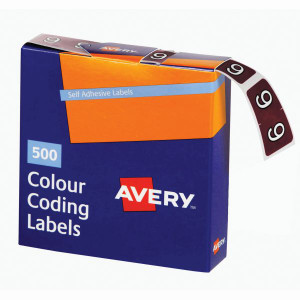 Avery Numeric Coding Label 9 Side Tab 25x38mm Brown Pack of 500