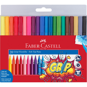 Faber-Castell Grip Felt Tip Colour Markers, Assorted Pack 20