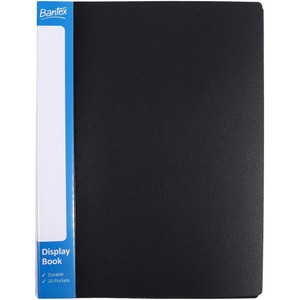 BANTEX INSERT SPINE DISPLAY BOOK A4 40 FIXED POCKETS BLACK