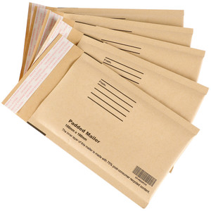 PAPER BUBBLE PADDED BAGS 100 X 180 50mm Flap - JL000 Equivalent, (PB00W) Brown, Carton of 500