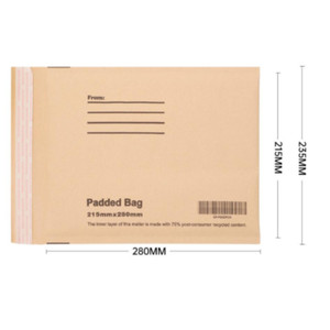 Paper Bubble Padded Bags 215 X 280mm 50mm Flap Brown -  (PB02PCR) JL2 Equivalent, Box of 100