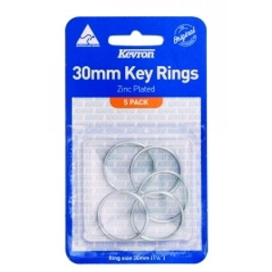 KEY RINGS KEVRON 30MM ZINC PLATED Pack of 5 (ID1043PP5)
