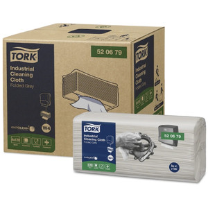 Tork Industrial Cleaning Cloth Grey Folded W4 105 x 355 mm 120 x 4 (Carton of 480 Cloths)