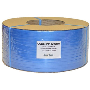 PALLET CARTON STRAPPING 12MM X  3000M MACHINE Blue with Cardboard Core (PP-1206BM)
