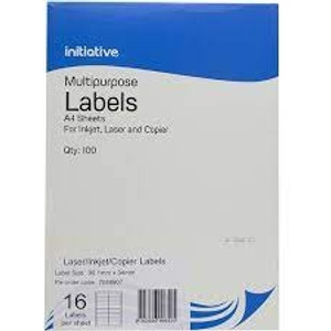 INITIATIVE MULTIPURPOSE LABELS 16UP 99.1 X 34MM PACK 100 *** While Stocks Last - please enquire to confirm availability ***