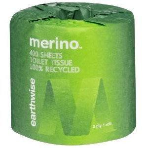 Merino Earthwise Toilet Tissue 400 Sheets 2 Ply 100% Recycled Carton of 48