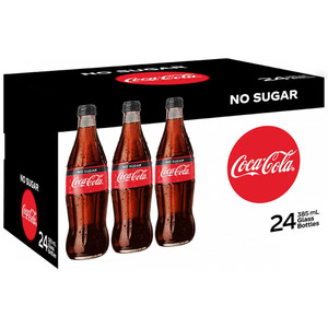 Coca-Cola No Sugar Glass Bottle 385ml Carton of 24 (955723)