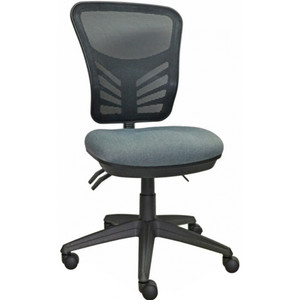 Spin Mesh Chair With Adjustable Arms Black Fabric Black Nylon Base and Castors