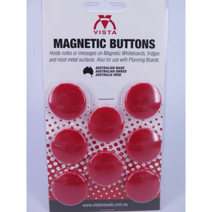 MAGNETIC BUTTON 30MM RED PACK OF 8